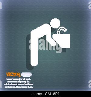 drinking fountain icon symbol on the blue-green abstract background with shadow and space for your text. Vector Stock Vector
