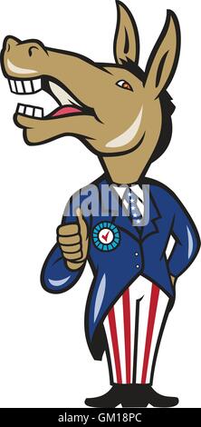 Democrat Donkey Mascot Thumbs Up Cartoon Stock Vector