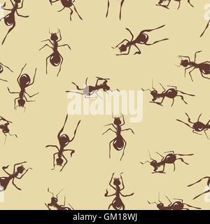 Seamless pattern with cute many brown ants on background Stock Vector