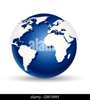 Modern blue digital world map concept illustration with futuristic ...