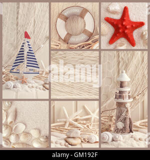 Collage of summer sea decoration Stock Photo