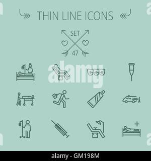 Medicine thin line icon set Stock Vector