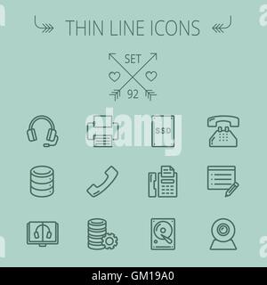 Technology thin line icon set Stock Vector