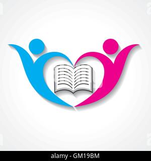 happy students with book icon. educational symbol stock vector Stock Vector
