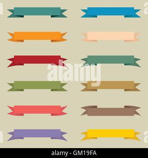 Set of multicolored vintage banners. Stock Vector