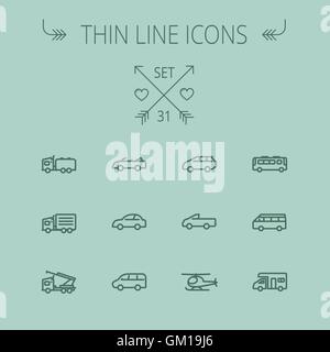 Transportation thin line icon set Stock Vector