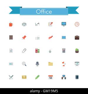 Office Flat Icons Stock Vector