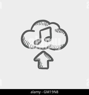 Uploading music sketch icon Stock Vector