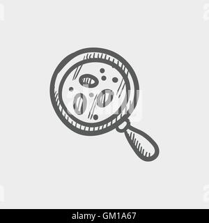 Microorganism under magnifier sketch icon Stock Vector