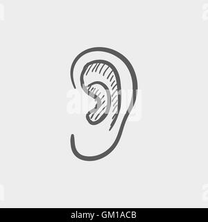 Human ear sketch icon Stock Vector