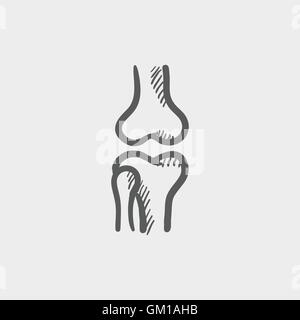 Knee joint sketch icon Stock Vector