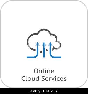 Online Cloud Services. Flat Design Icon. Stock Vector