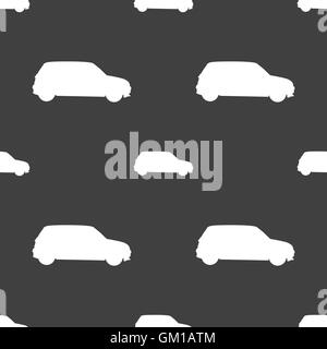 Jeep icon sign. Seamless pattern on a gray background. Vector Stock Vector