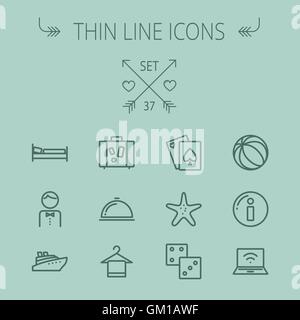 Travel thin line icon set Stock Vector