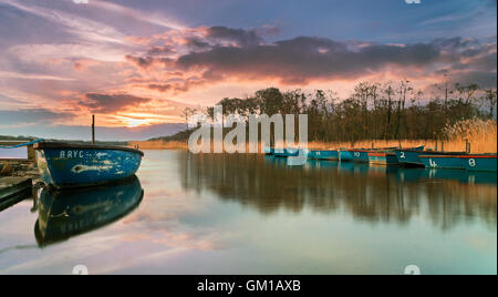 Sunset at Filby Broad Stock Photo