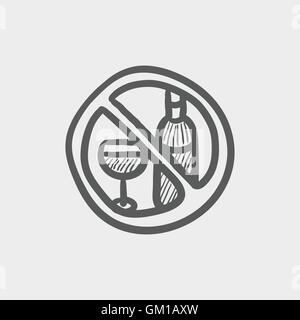 No alcohol sign sketch icon Stock Vector