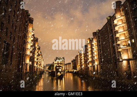 Speicherstadt in Hamburg in Winter Stock Photo