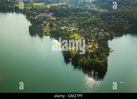 Aerial view, Feldberger Haussee with Feldberg, Feldberg Lakes, Mecklenburg Seascape, Mecklenburg Switzerland, Stock Photo