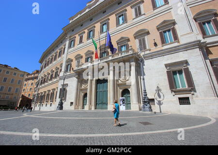 Palazzo Montecitorio is a building in Rome, where the seat of the Chamber of Deputies of the Italian Republic. Stock Photo