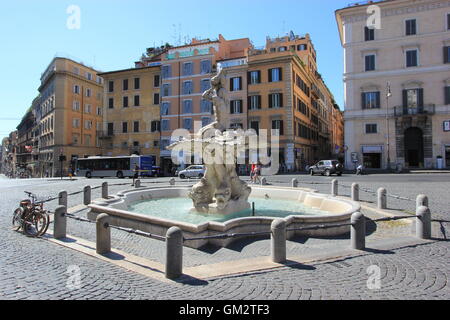 Bernini's Fontana del Tritone in Piazza Barberini Stock Photo