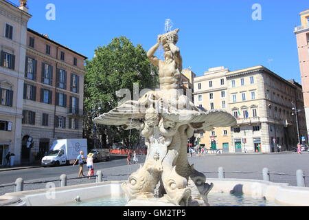 Bernini's Fontana del Tritone in Piazza Barberini Stock Photo