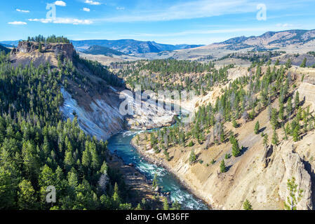 Yellowstone River passing through a canyon near Tower Fall in Yellowstone National Park Stock Photo