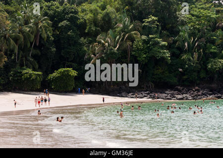 People enjoying the beach, Manuel Antonio national park, Pacific coast, Costa Rica, Central America Stock Photo