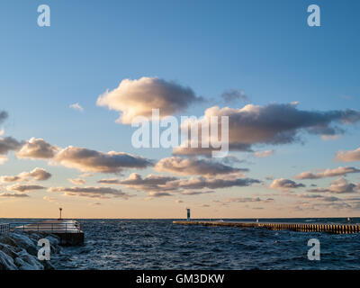 White River Channel and Lighthouse - Whitehall Michigan, Wabiningo , Sylvan Beach, Montague, Lake Michigan, Muskegon County Stock Photo