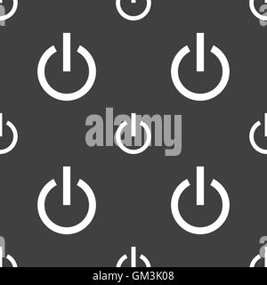 Power icon sign. Seamless pattern on a gray background. Vector Stock Vector