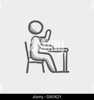 Student sitting on a chair sketch icon Stock Vector