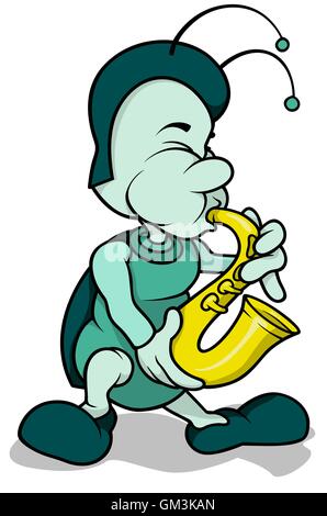 Beetle Playing a Saxophone Stock Vector