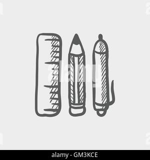 School supplies sketch icon Stock Vector