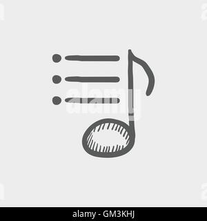 Musical note with bar sketch icon Stock Vector