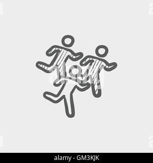 Marathon runners sketch icon Stock Vector
