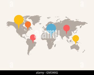 World map with infographic elements. Stock Vector