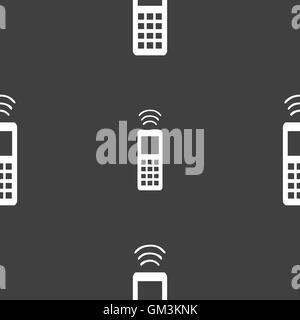 the remote control icon sign. Seamless pattern on a gray background. Vector Stock Vector