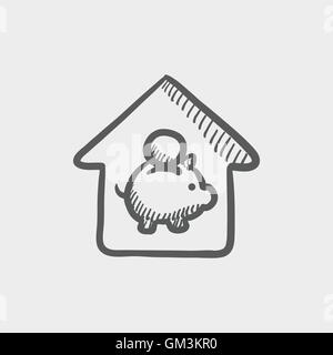 House savings sketch icon Stock Vector