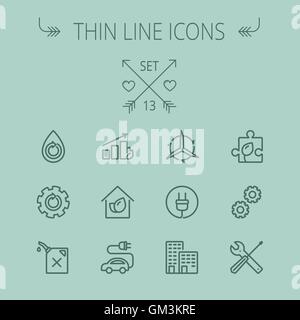 Ecology thin line icon set Stock Vector