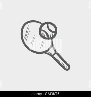 Tennis racket and ball sketch icon Stock Vector