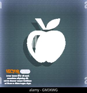 Apple  icon symbol on the blue-green abstract background with shadow and space for your text. Vector Stock Vector