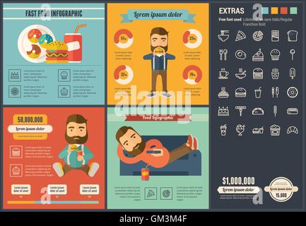 Fast food flat design Infographic Template Stock Vector