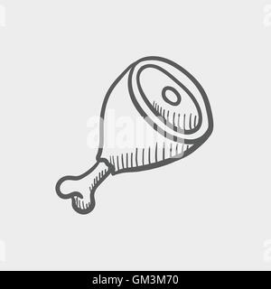 Cut of pork meat sketch icon Stock Vector