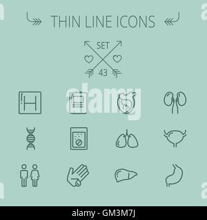 Medicine thin line icon set Stock Vector
