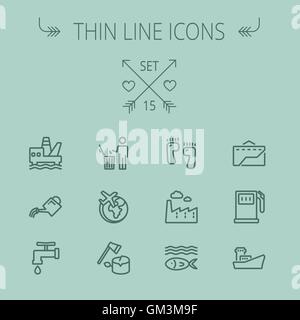 Ecology thin line icon set Stock Vector