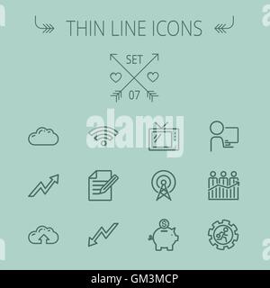 Business thin line icon set Stock Vector