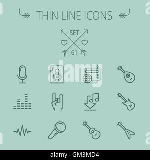 Music and entertainment thin line icon set Stock Vector