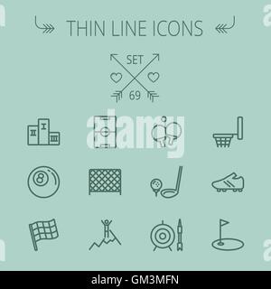 Sports thin line icon set Stock Vector