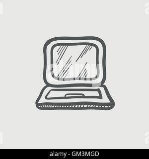Laptop sketch icon Stock Vector