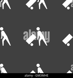 Loader icon sign. Seamless pattern on a gray background. Vector Stock Vector
