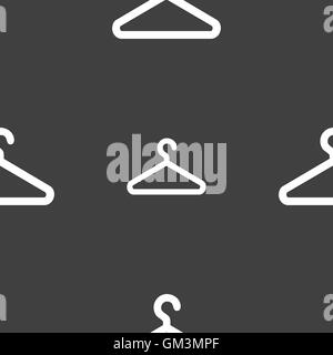 clothes hanger icon sign. Seamless pattern on a gray background. Vector Stock Vector